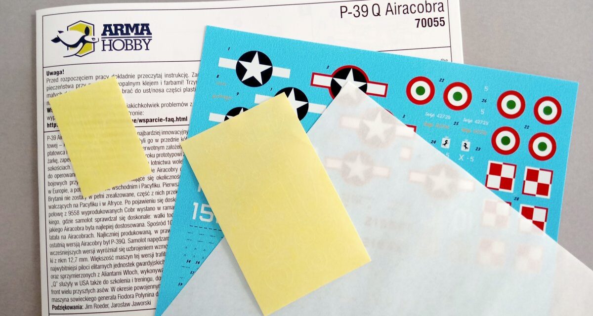 New 1/72 Scale P-39Q Airacobra Model Kit Decals and Painting Masks