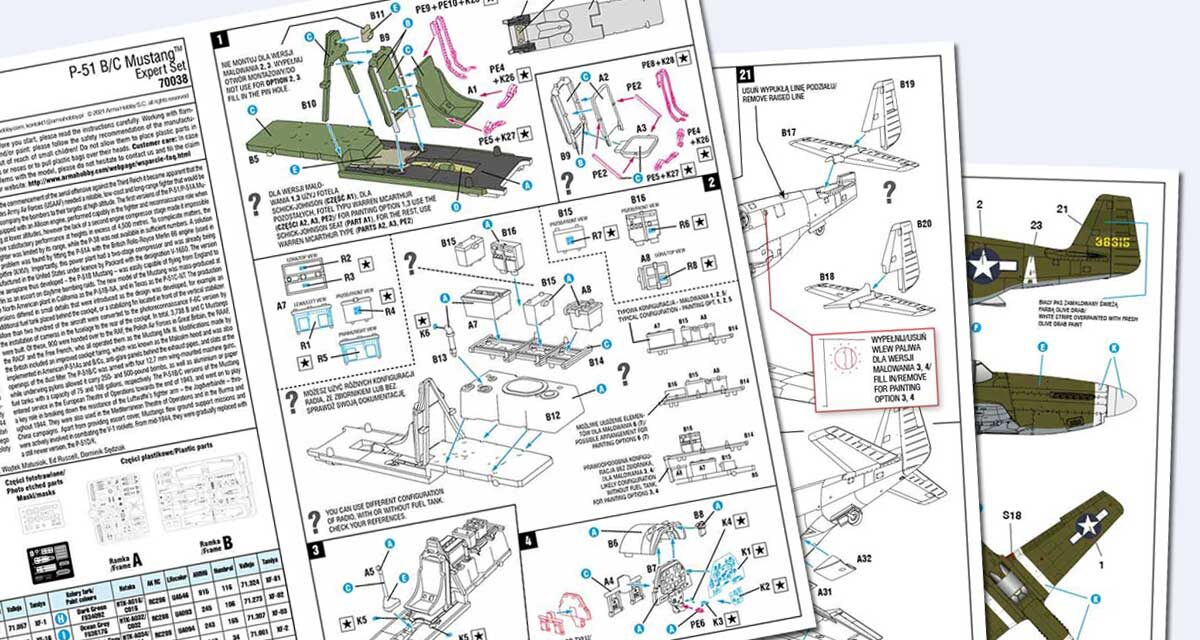 Instrukcja montażu modelu #70038 P-51 B/C Mustang™ Expert Set
