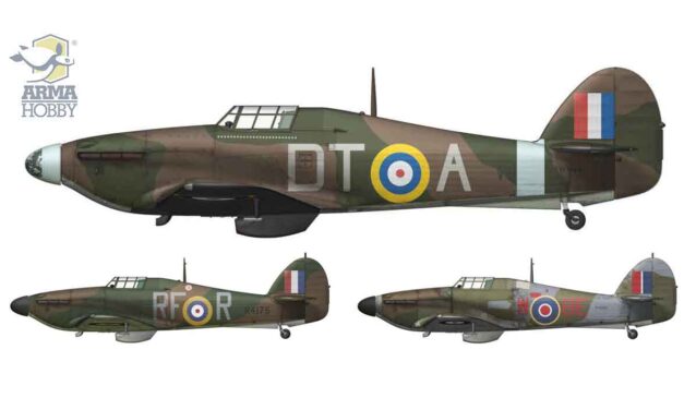 Trzy Hurricane’y z premierowego pudełka 1/48… a malowania są cztery!