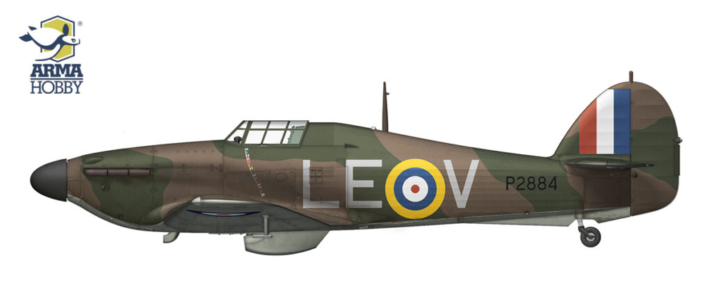 Hurricane Mk I P2884 LE-V z 242 Squadron RAF pilotowany przez Richarda Jimmiego Gardnera