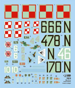 Decal sheet for Arma Hobby 70018 PZL P.11c Pursuit Brigade