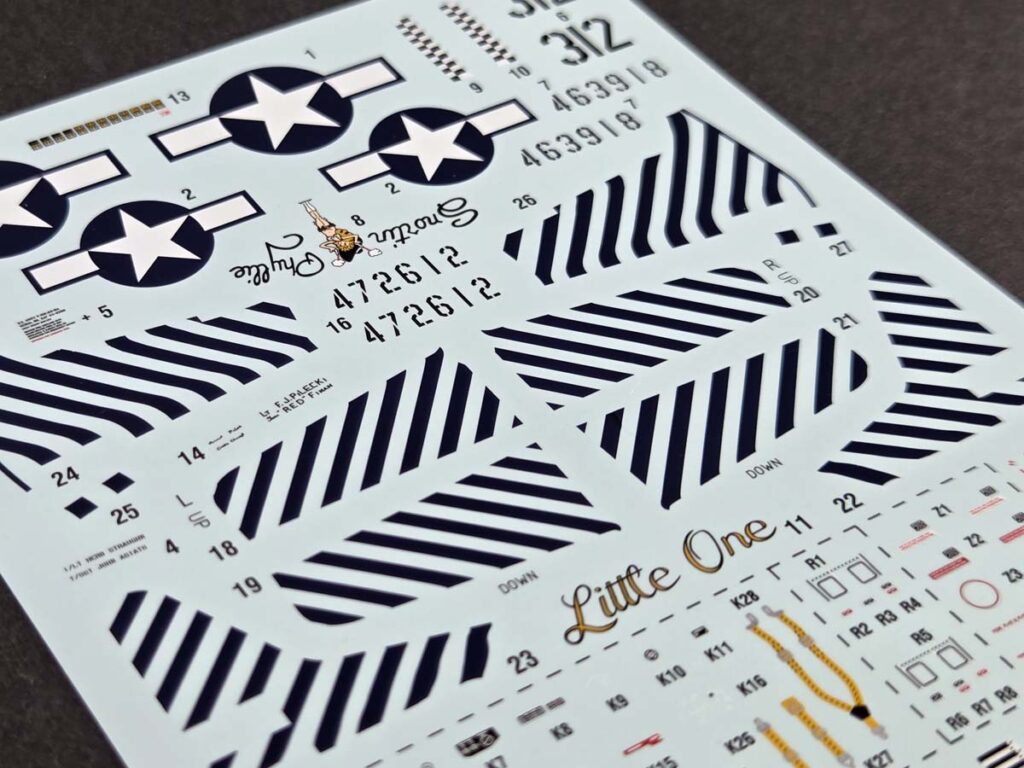 Dark blue Little One stripe decals for the P-51D Mustang VLR #70073 kit