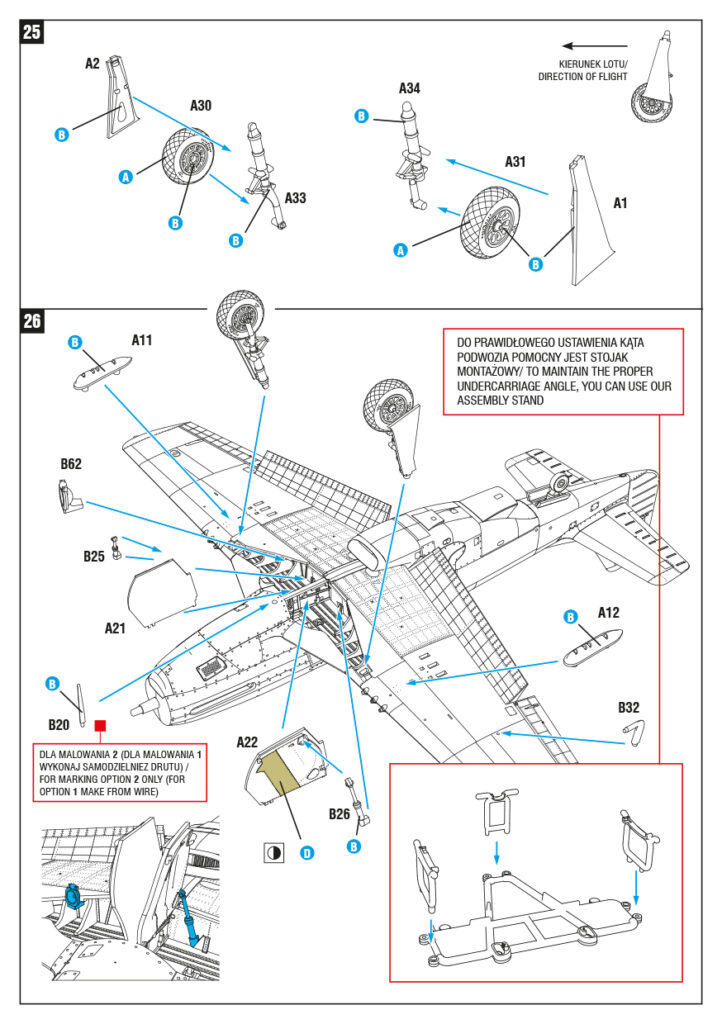 Instrukcja montażu podwozia Mustanga P-51D