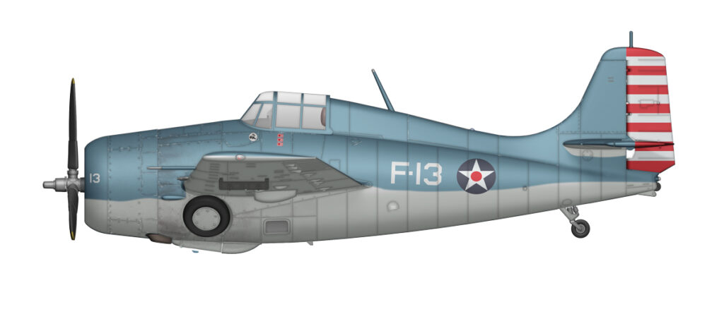 Profil barwny F4F-3 Wildcat BuNo 3986 F-13 Gaylera z trzema zwycięstwami