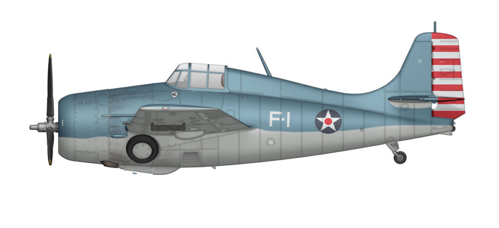 Profil barwny F4F-3 Wildcat F-1 Thacha przed starciem 20 lutego 1942 roku
