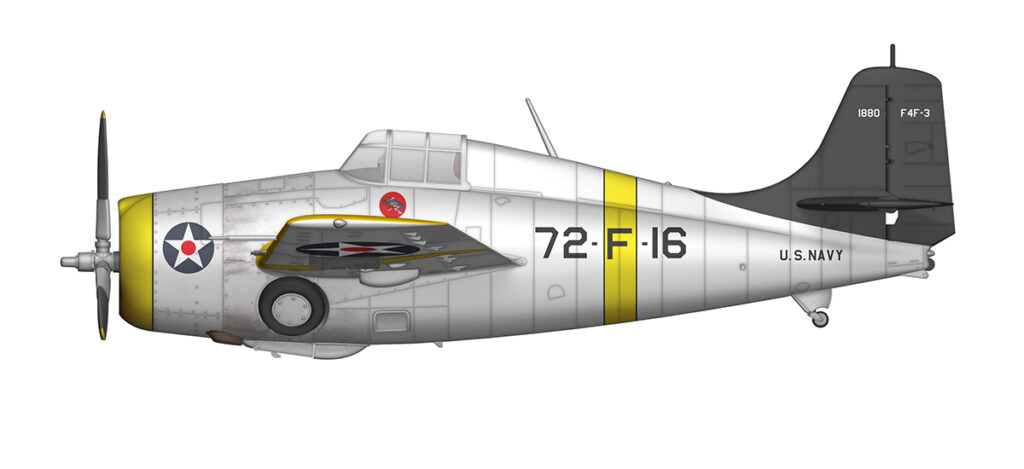 Profil barwny Grummana F4F-3 BuNo 1880, 72-F-16 z VF-72, USS Wasp