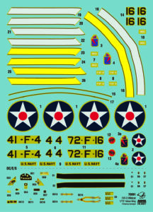 Arkusz kalkomanii modelu Arma Hobby 70091 F4F-3 Wildcat Yellow Wings w skali 1/72