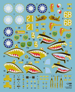 Arkusz kalkomanii do zestawu Arma Hobby 70094 Curtiss Hawk 81-A2 Flying Tigers 1/72