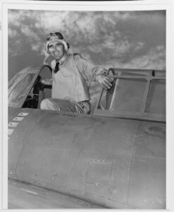 Lt Edward H. O’Hare w Wildcacie F-3 z oznaczeniami pięciu zwycięstw powietrznych