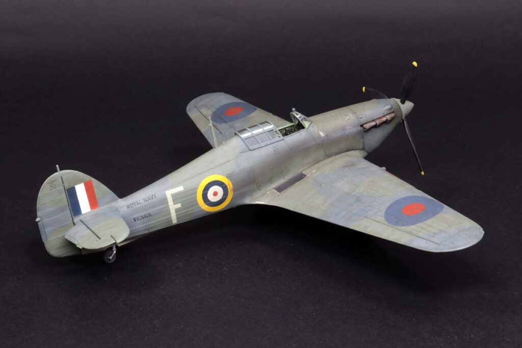 Hurricane Mk I 1/48 scale model with painted markings and camouflage