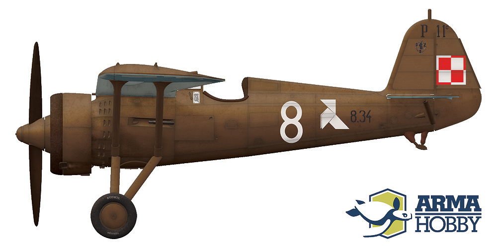 PZL P.11c nr 8.34, "8"z 122 Eskadry Myśliwskiej, przez pchor. Władysława Chciuka
