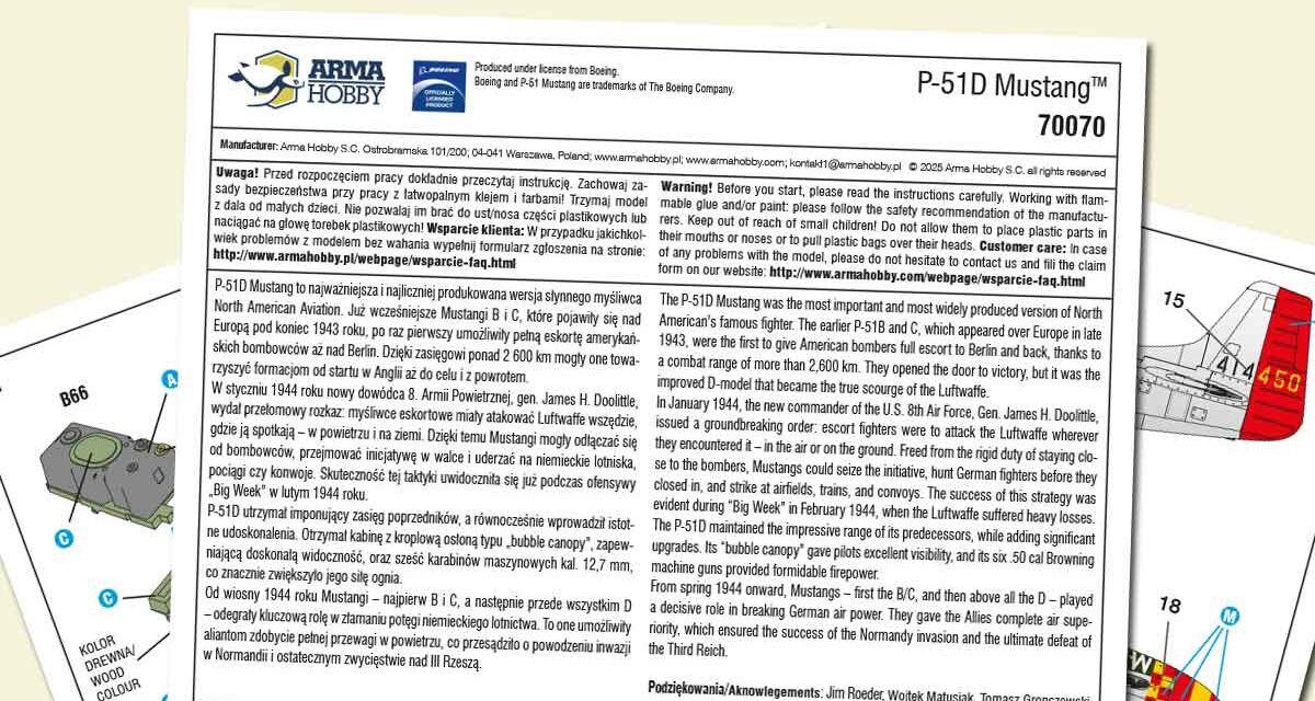P-51D Mustang 1/72 Instruction Sheet