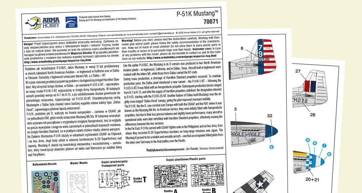 Instrukcja montażu P-51K Mustang 1/72 (#70071)